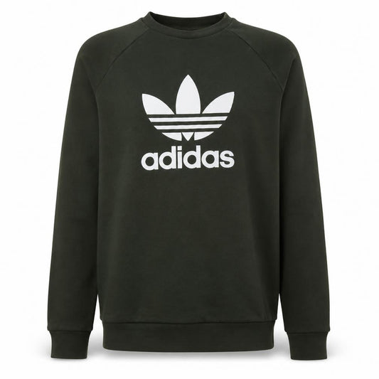 Adidas Mens Green Large Pullover Sweatshirt Crew Neck Logo