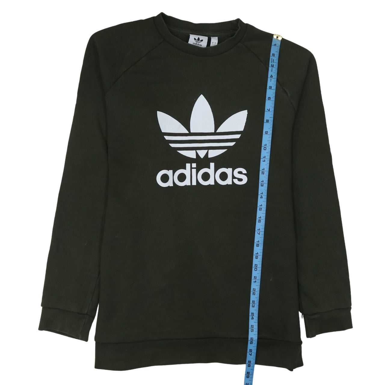 Adidas Mens Green Large Pullover Sweatshirt Crew Neck Logo