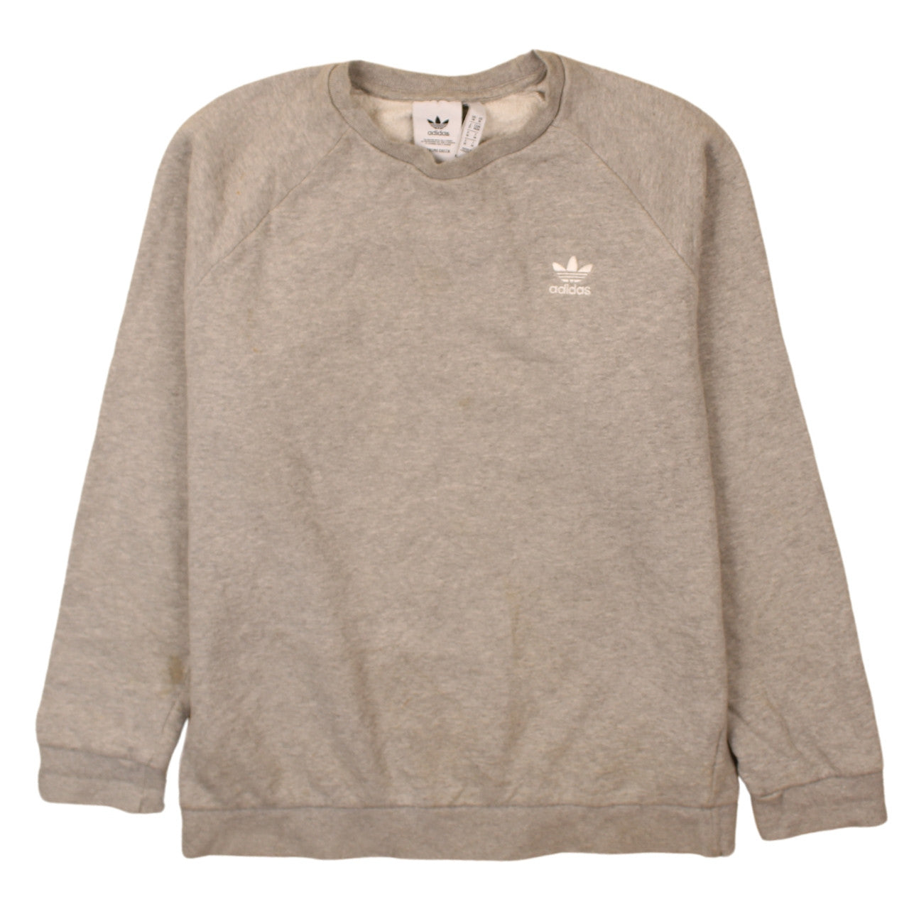 Adidas Men's Grey Logo Crew Neck Pullover Sweatshirt Size M