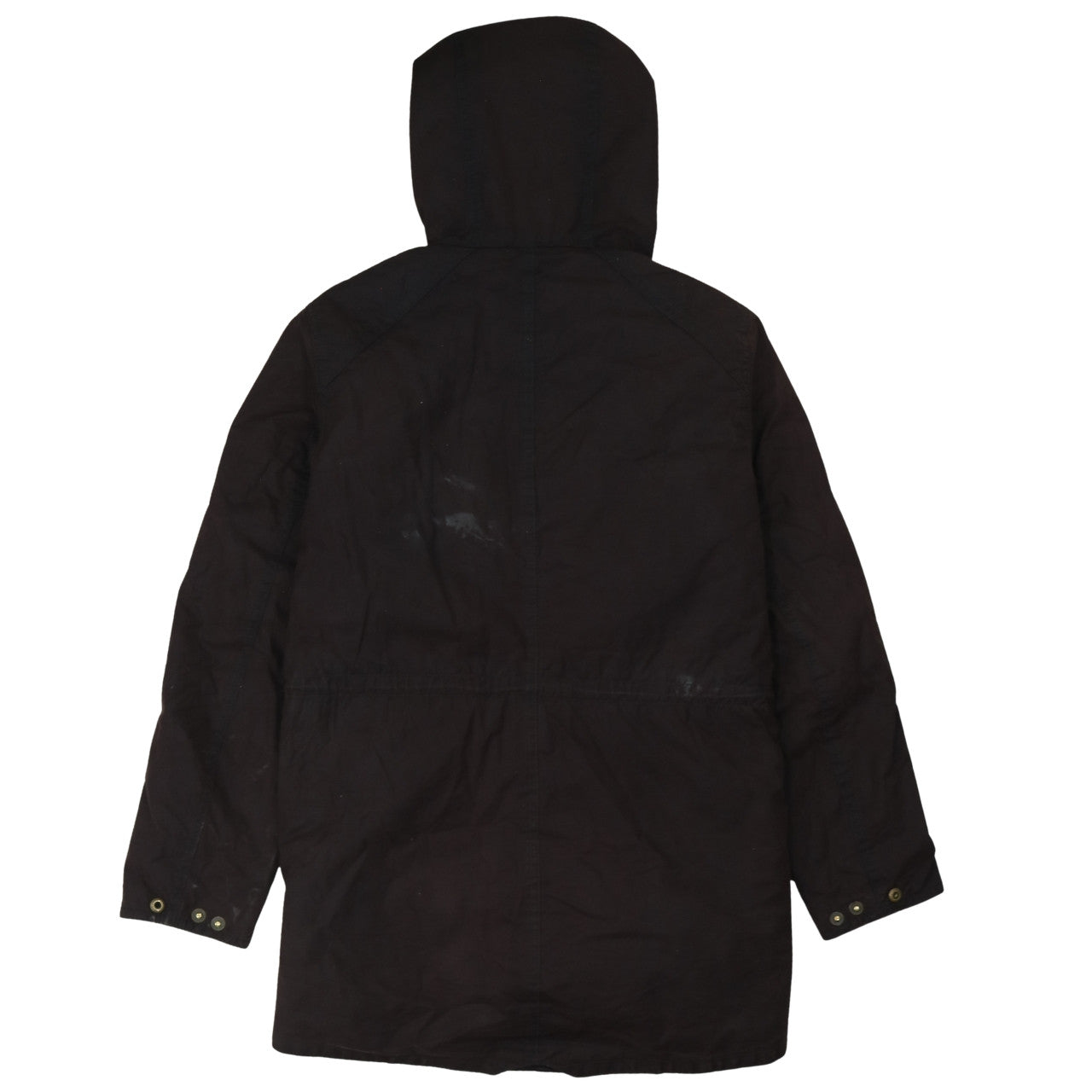 Barbour Women Brown Waxed Parka Jacket Size 10 Hooded Lined