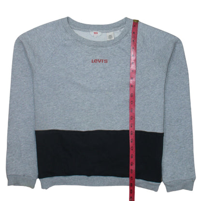 Levi's Womens Grey Sweatshirt Small Logo Pullover Contrast Hem