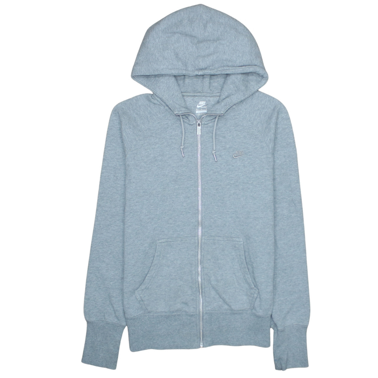 Nike Men's Grey Full Zip Hoodie M Sportswear Cotton