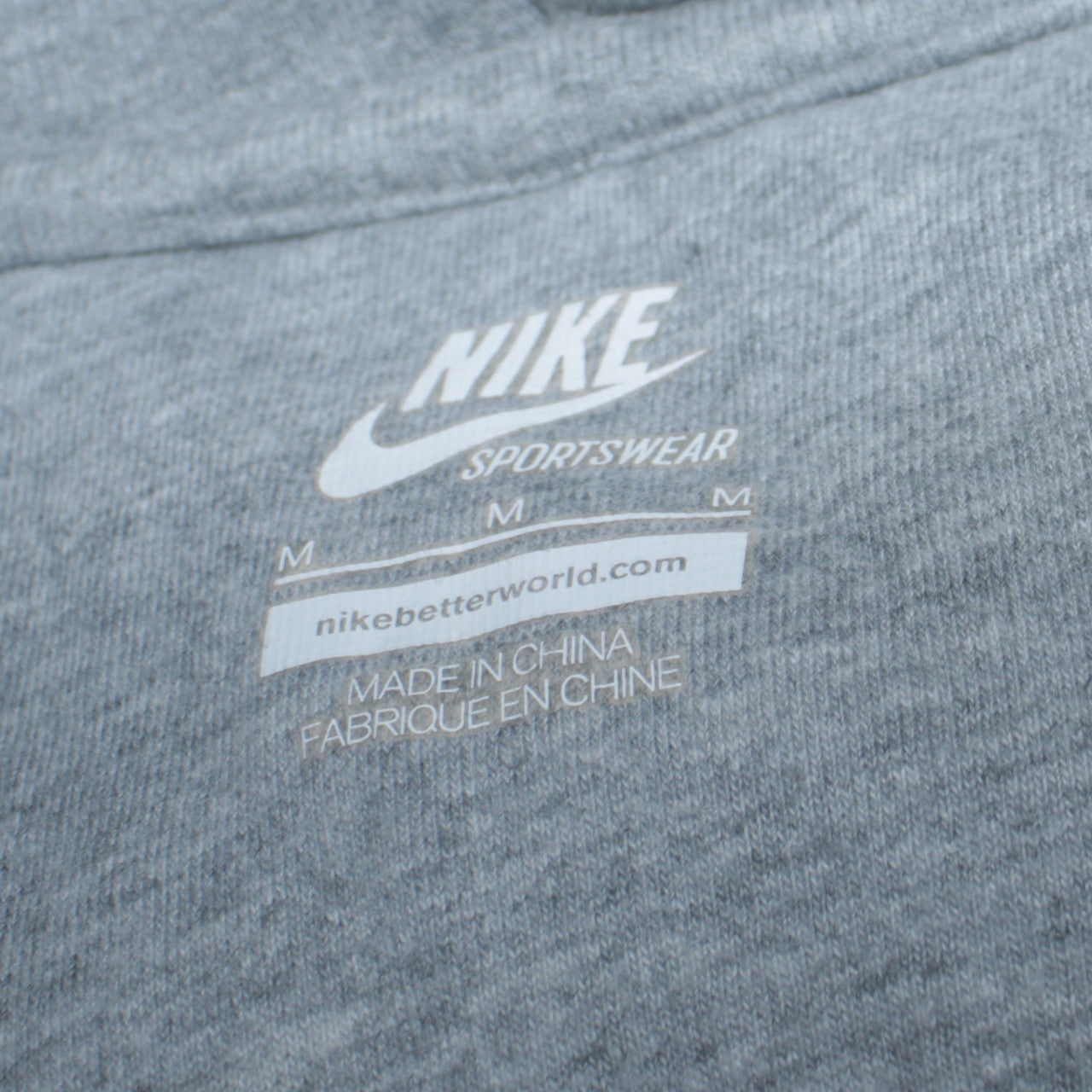 Nike Men's Grey Full Zip Hoodie M Sportswear Cotton