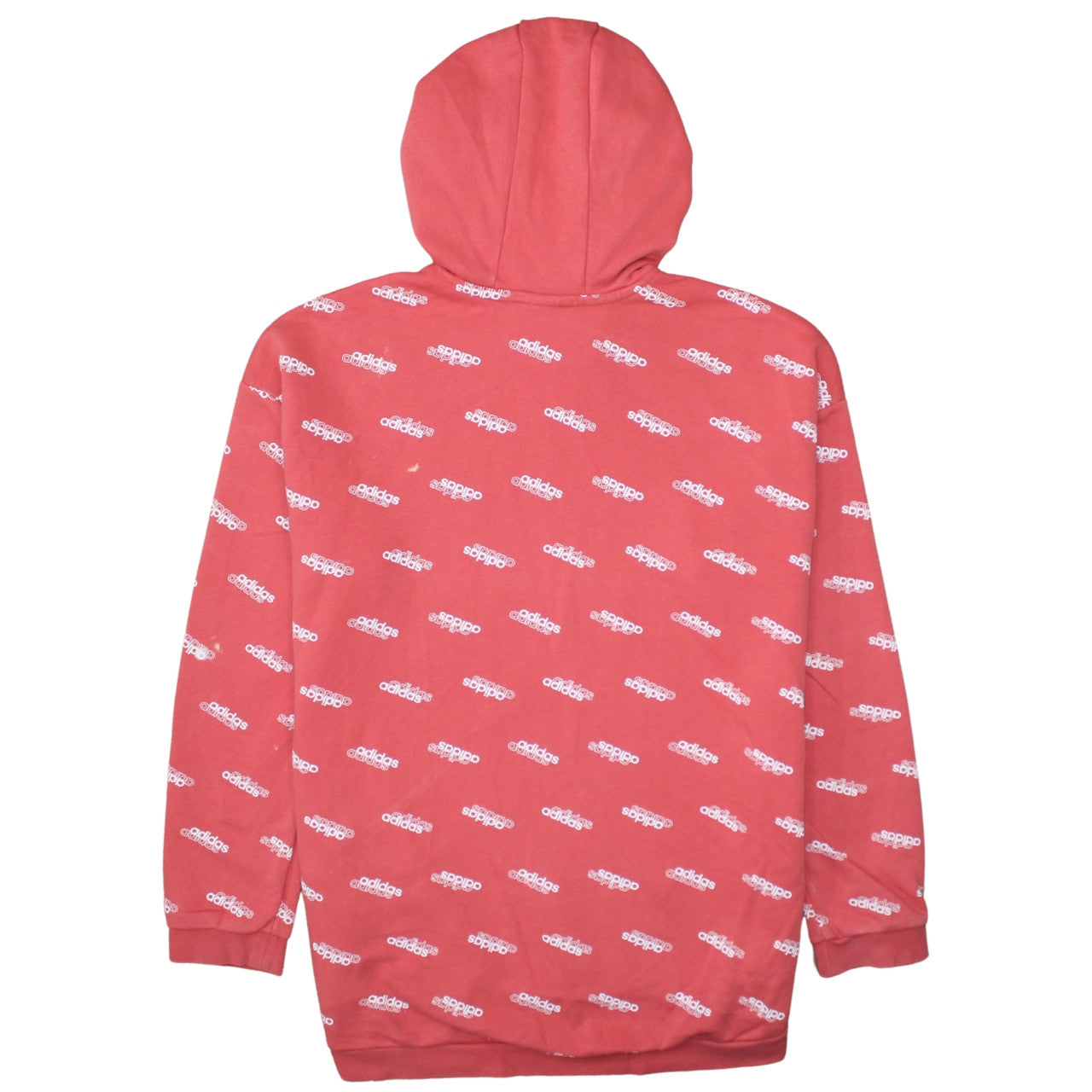 Adidas Womens Red Hooded Pullover Sweatshirt L 16-18 Logo Print