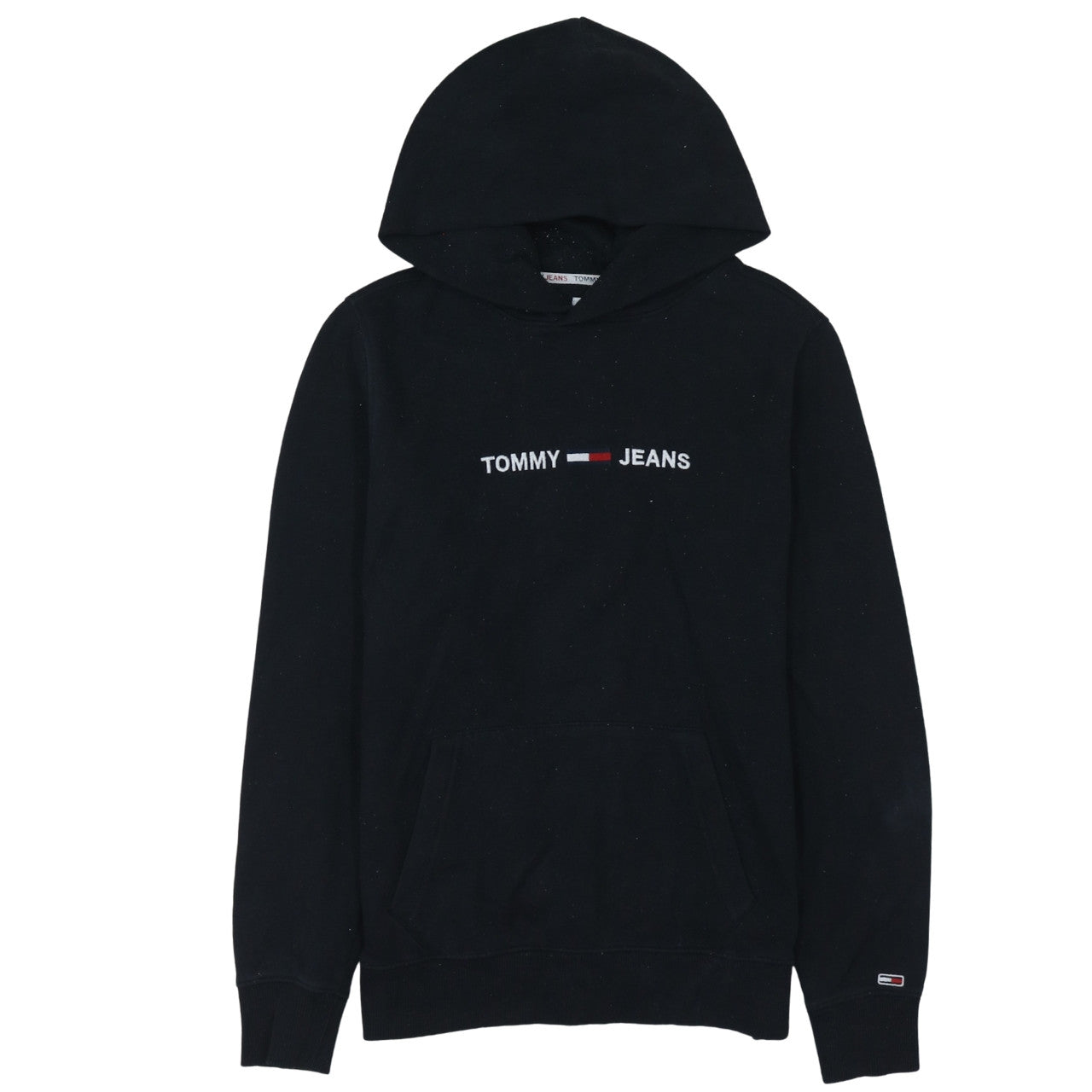 Tommy Jeans Mens Black Pullover Hoodie S Embroidered Logo