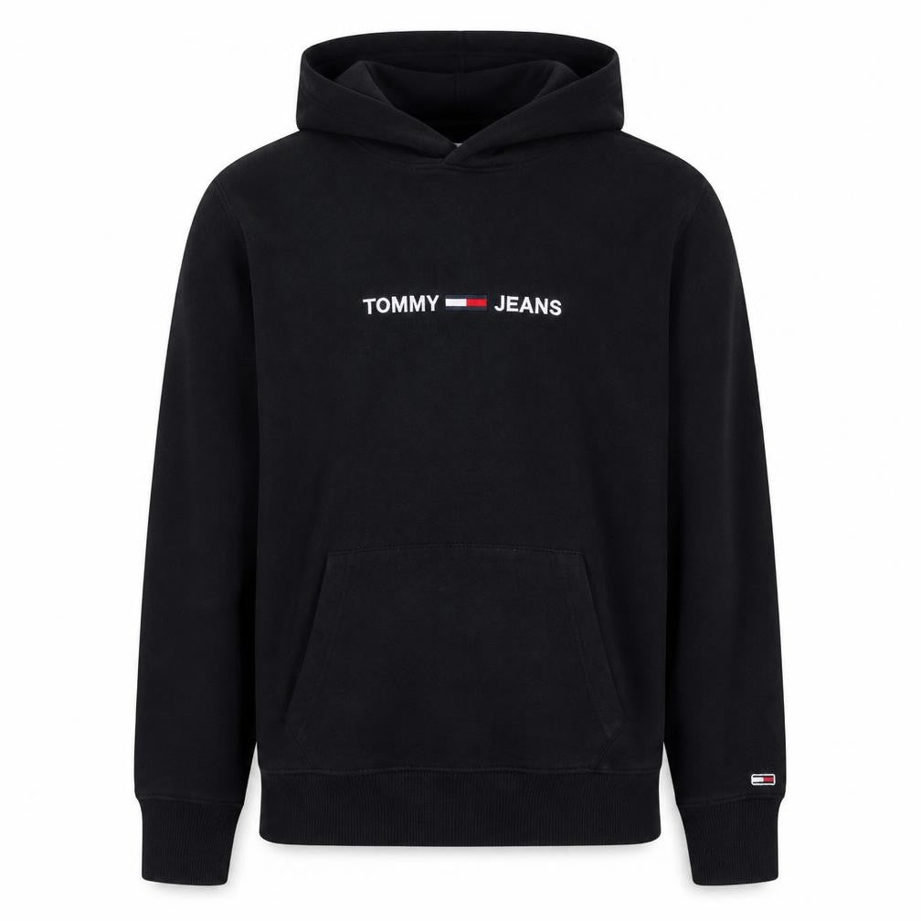 Tommy Jeans Mens Black Pullover Hoodie S Embroidered Logo