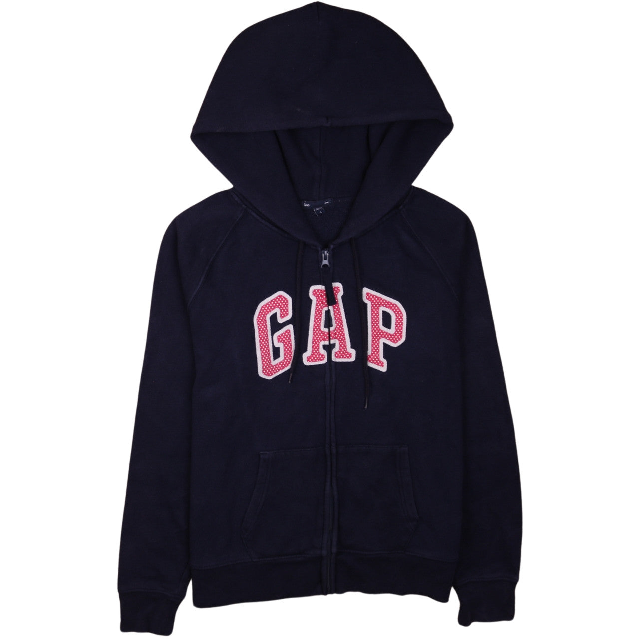 GAP Women Navy Blue Full Zip Hoodie L Fleece Logo Casual