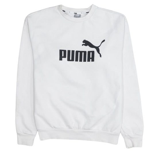 Puma Women's White Small Logo Crew Neck Pullover Sweatshirt