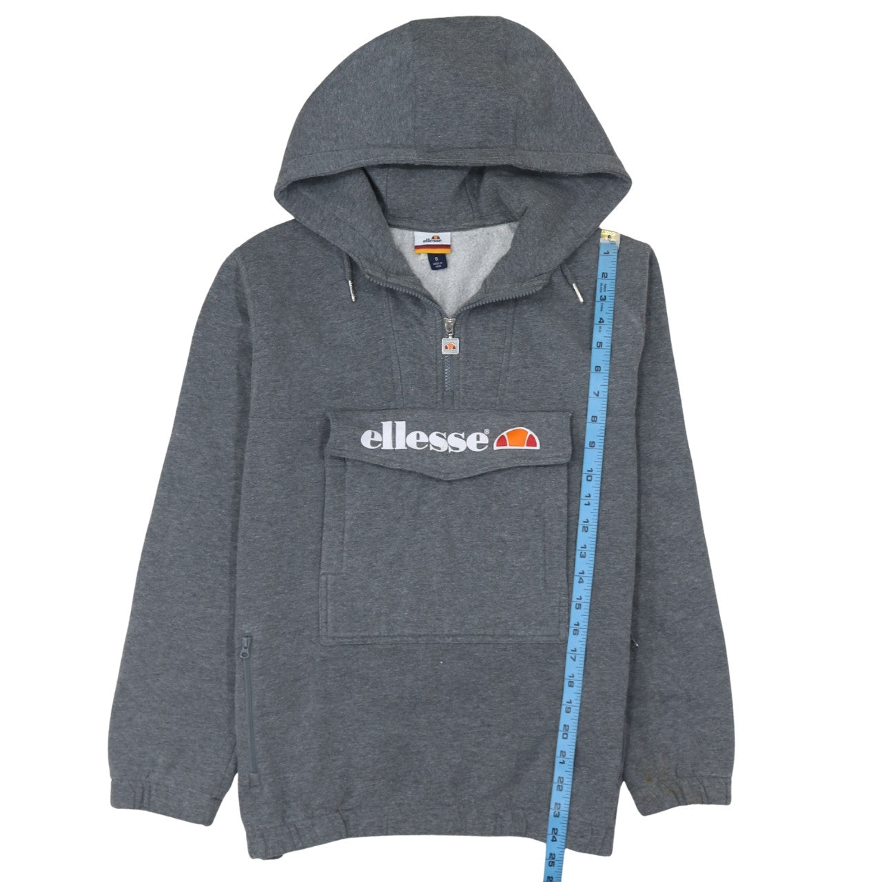 Ellesse Women Grey 1/4 Zip Hooded Pullover Sweatshirt Size 6