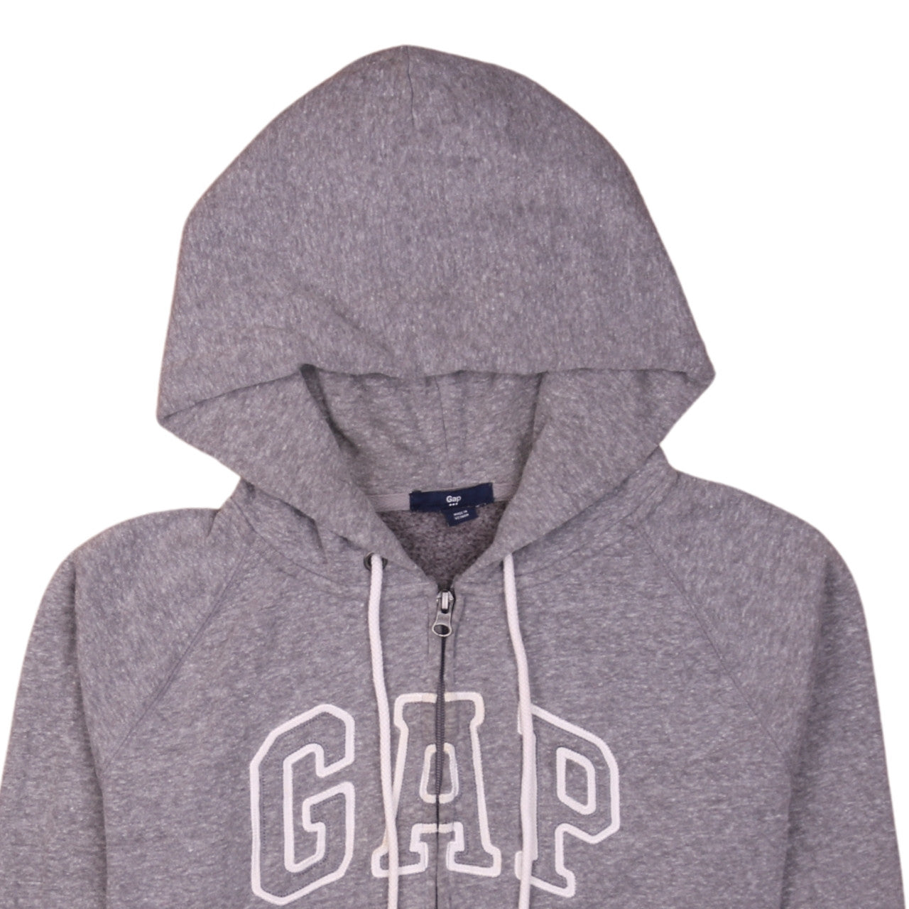 GAP Women Grey Full Zip Hoodie L Logo Cotton Blend Casual