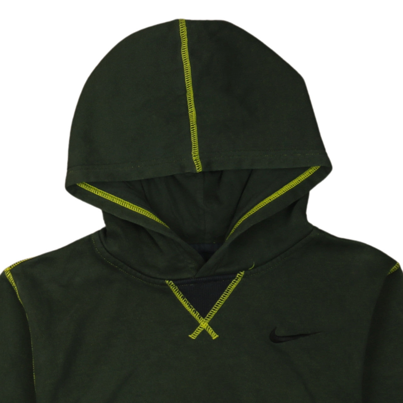 Nike Boys Green Pullover Hoodie L 12-13 Years Contrast Stitch Sweatshirt