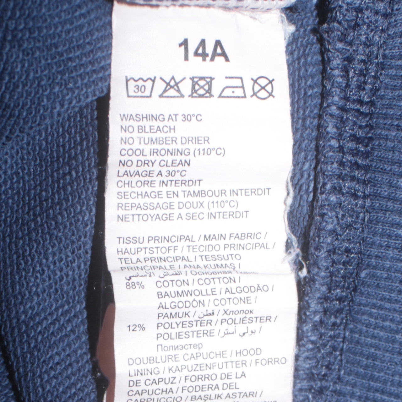 Levi's Boys White Red Blue Hoodie Size 14 Years Cotton Blend Pullover