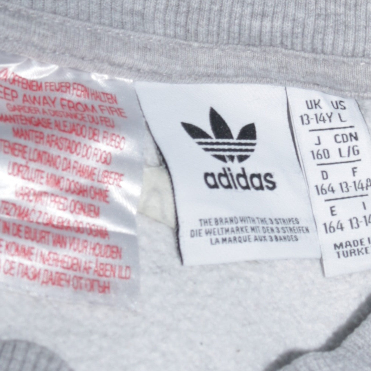 Adidas Boys Grey Crew Neck Pullover Sweatshirt 13-14 Years