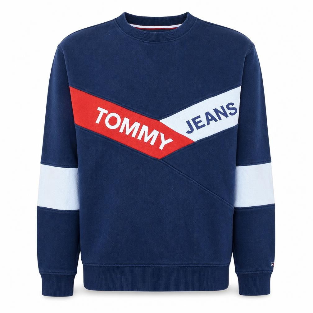 Tommy Jeans Men's Blue Pullover Sweatshirt Size S Logo Retro Style