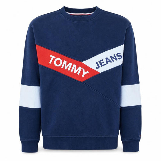 Tommy Jeans Men's Blue Pullover Sweatshirt Size S Logo Retro Style