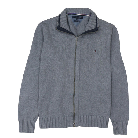 Tommy Hilfiger Men's Grey XL Full Zip Cotton Jumper
