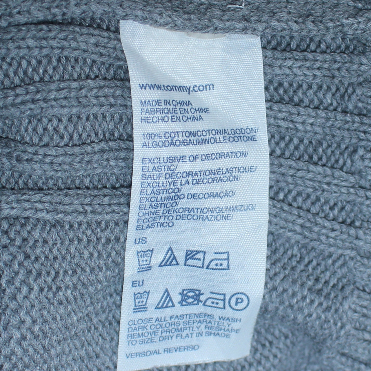 Tommy Hilfiger Men's Grey XL Full Zip Cotton Jumper