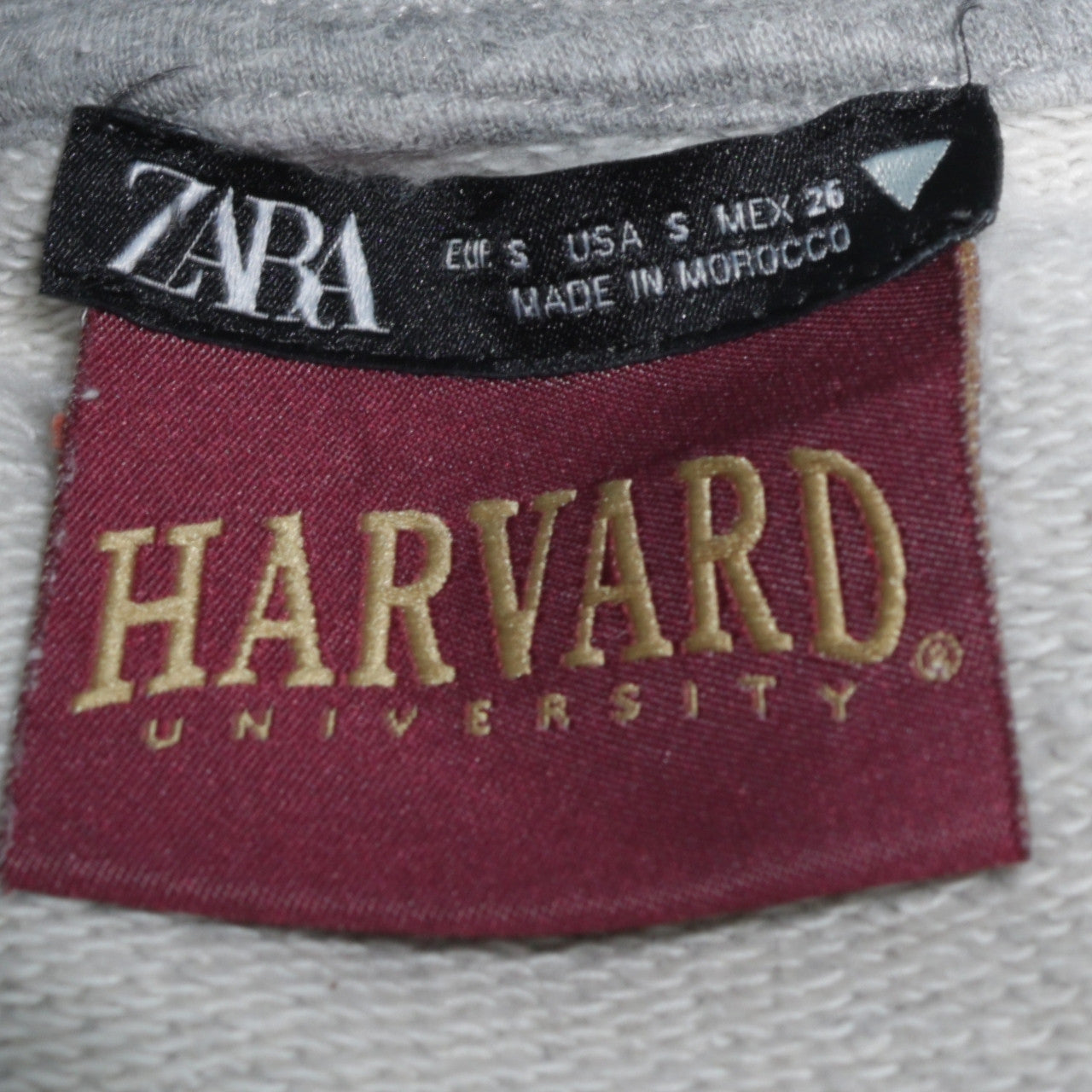 Zara Women Grey Harvard Sweatshirt Small Cotton Relaxed Fit