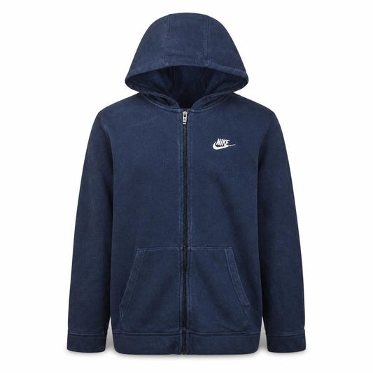 Front view of Nike boys’ navy blue full zip hoodie xl 158-170cm cotton blend