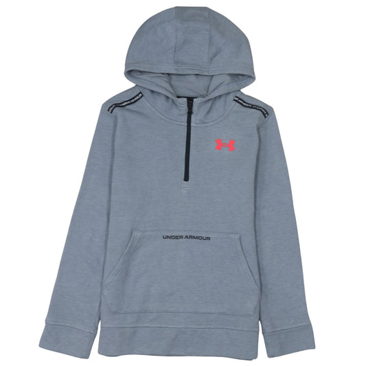 Under Armour Boys Grey Half Zip Hoodie Size 158cm Cotton Blend