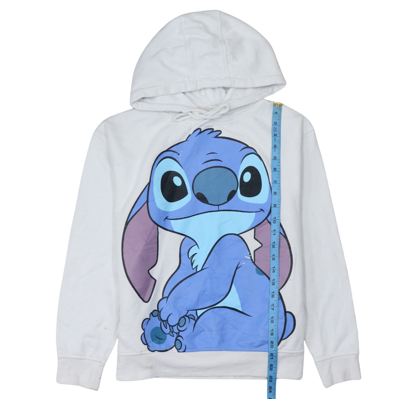 Disney Primark Women White Stitch Hoodie Size S 10/12 Pullover Cotton
