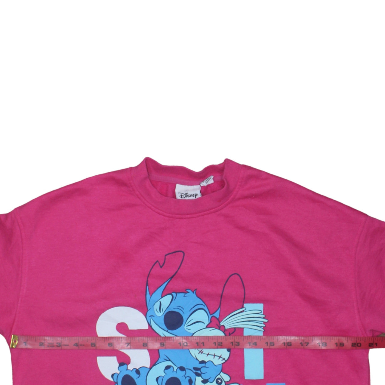 Disney Women’s Pink Stitch Sweatshirt Size 10/12 Pullover Crew Neck
