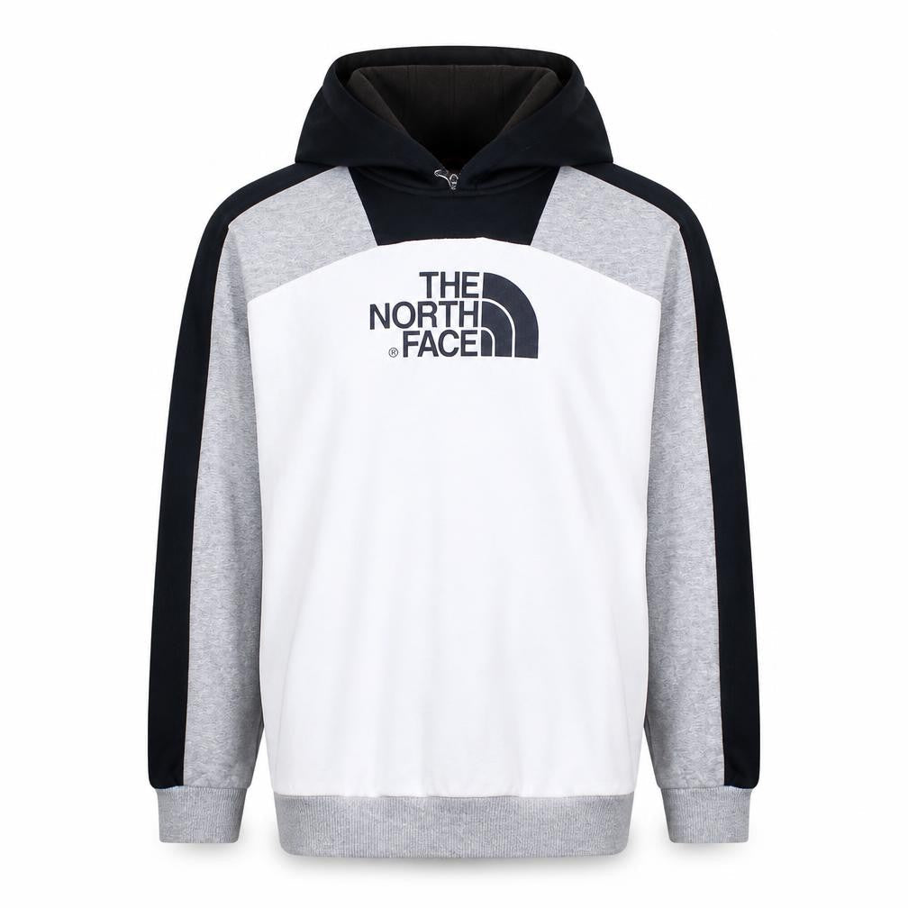The North Face Boys Grey Black Colourblock Pullover Hoodie XL Cotton Blend