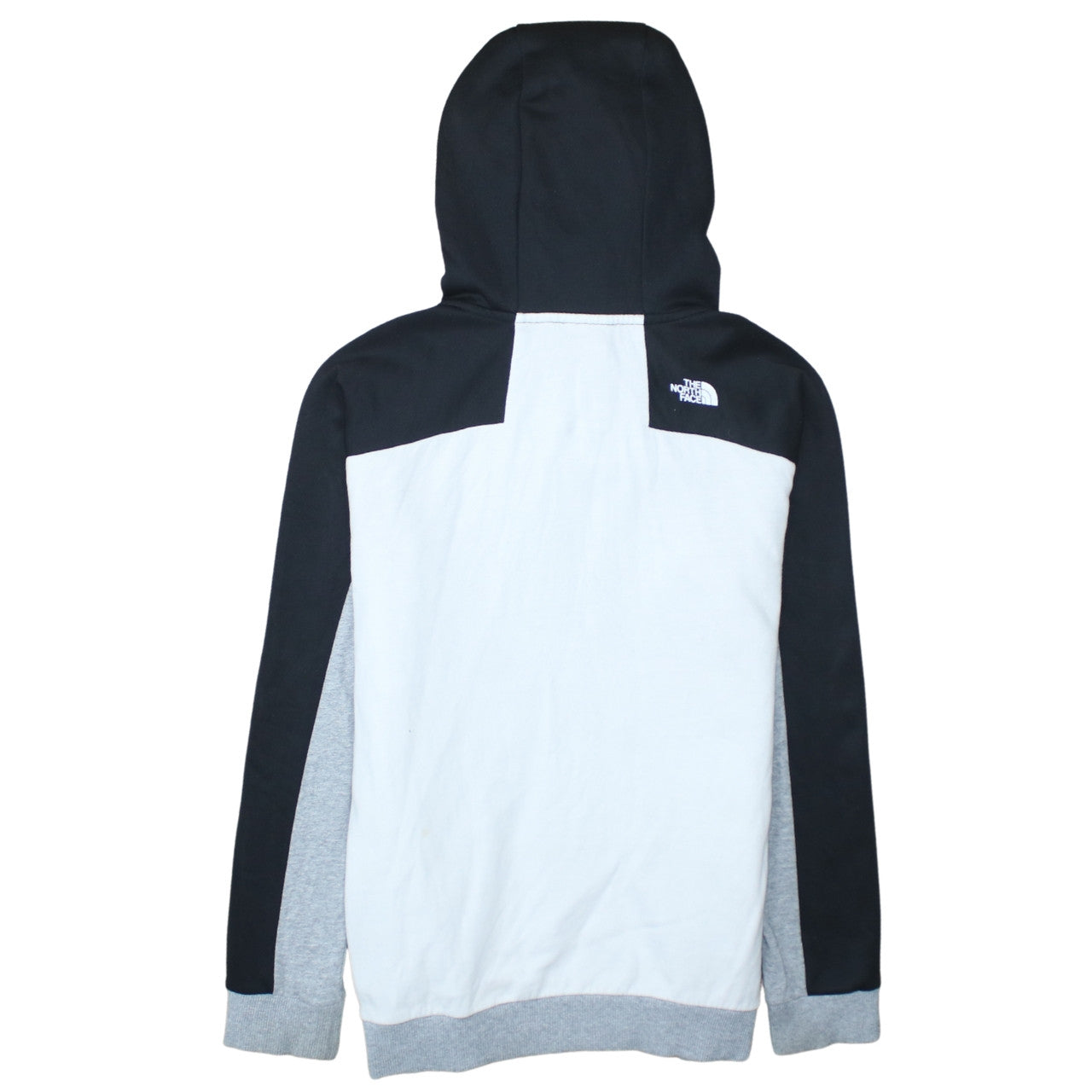 The North Face Boys Grey Black Colourblock Pullover Hoodie XL Cotton Blend