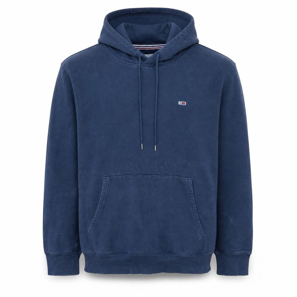 Tommy Jeans Mens Blue Pullover Hoodie Size L Logo Casual Sweatshirt