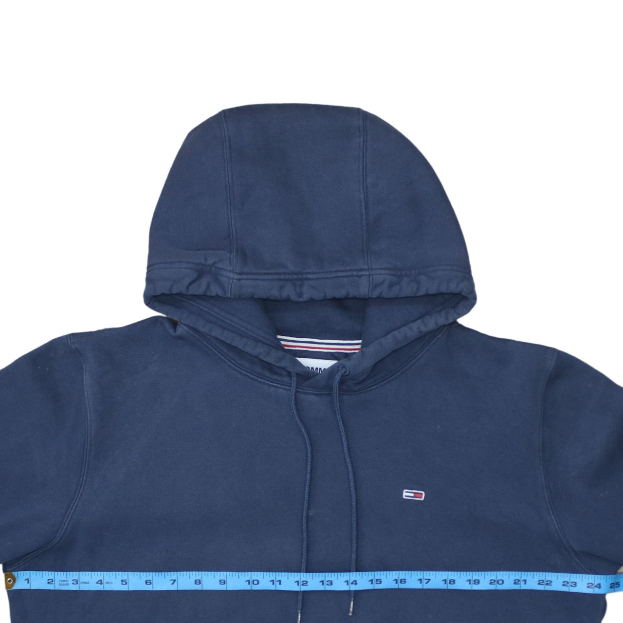 Tommy Jeans Mens Blue Pullover Hoodie Size L Logo Casual Sweatshirt