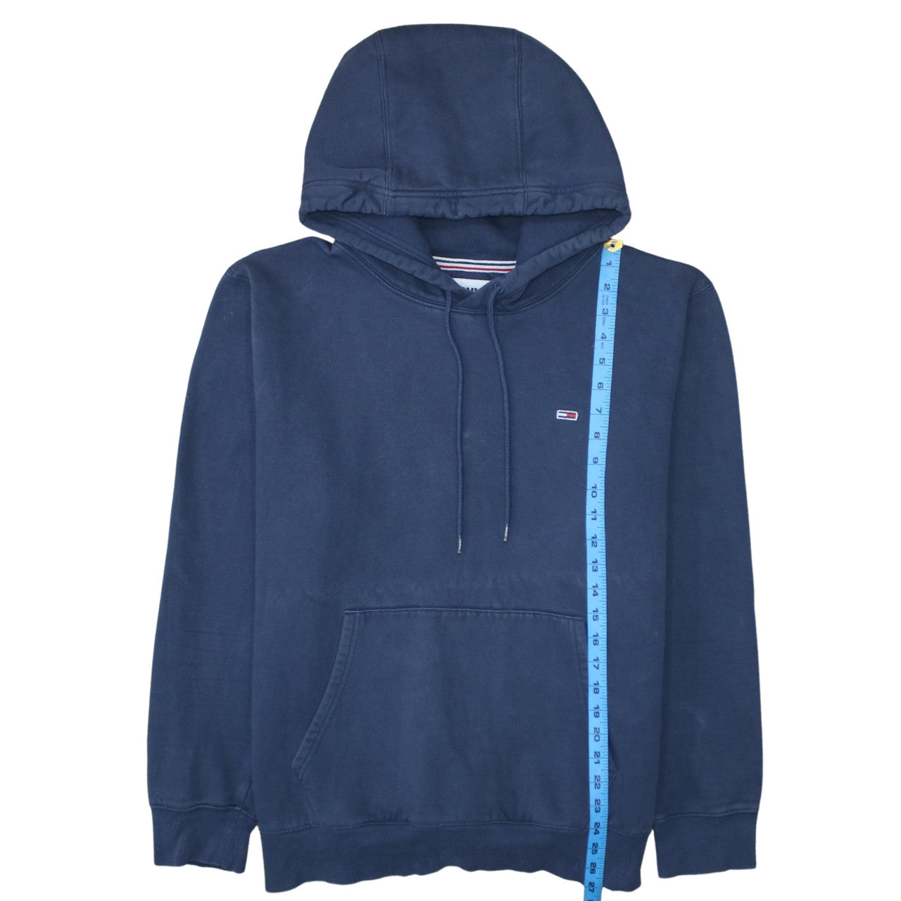 Tommy Jeans Mens Blue Pullover Hoodie Size L Logo Casual Sweatshirt