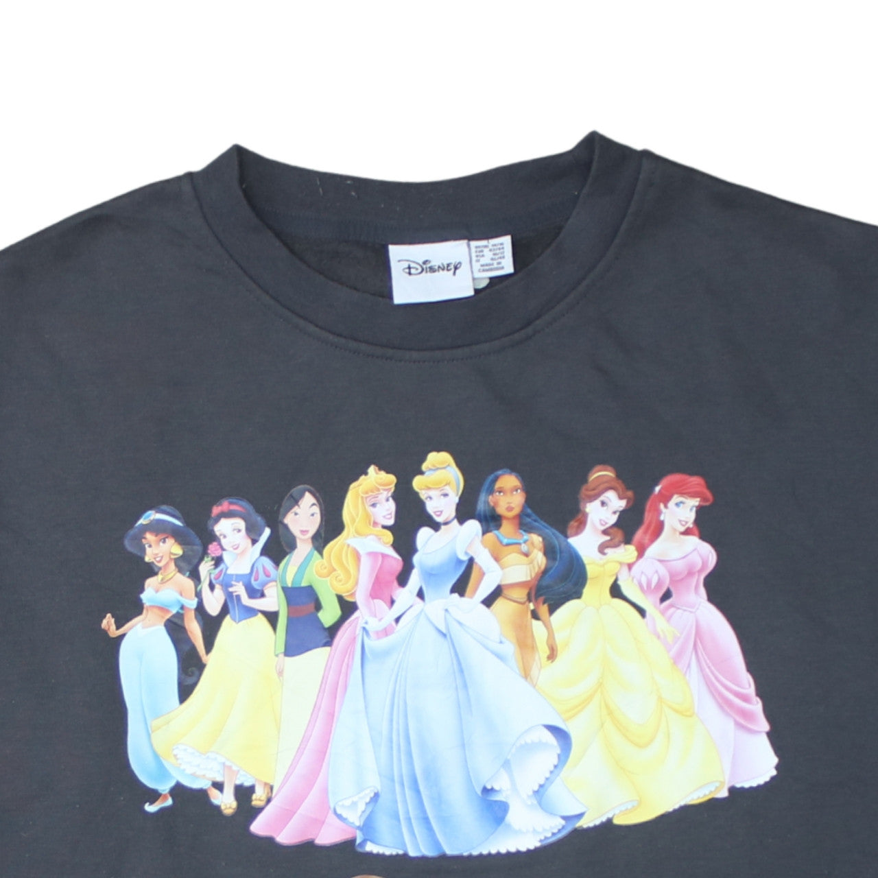Disney Women Black Princess Crew Neck Pullover Sweatshirt Size L