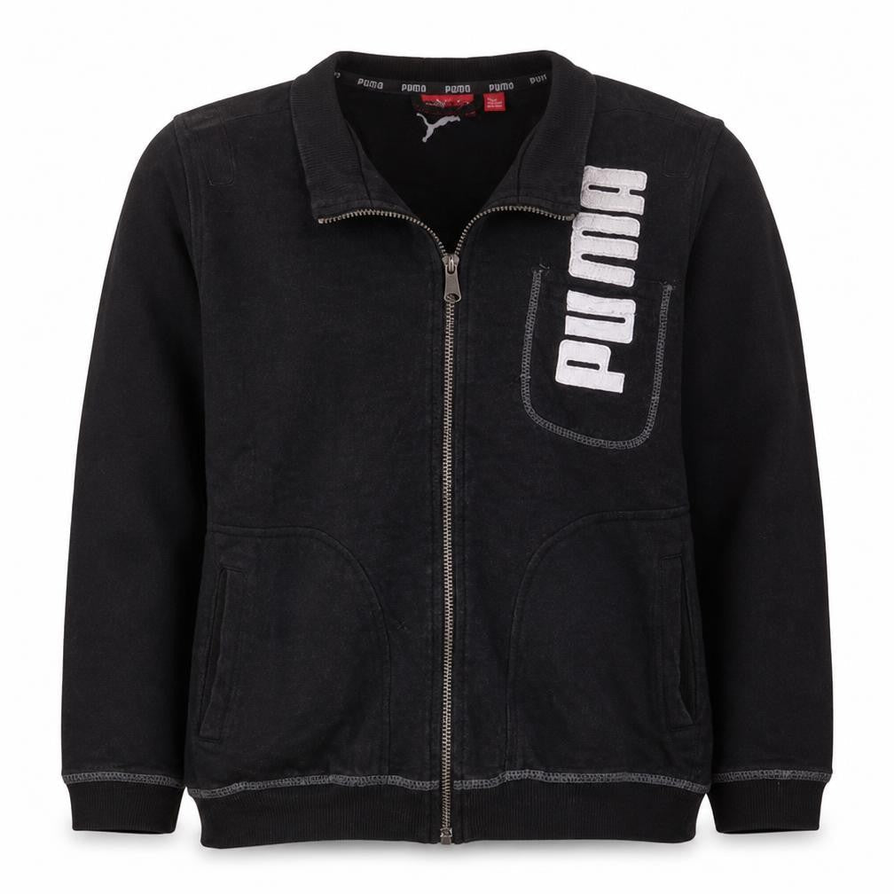 Puma Boys Black Full Zip Sweatshirt Size 12 Years Logo Fleece