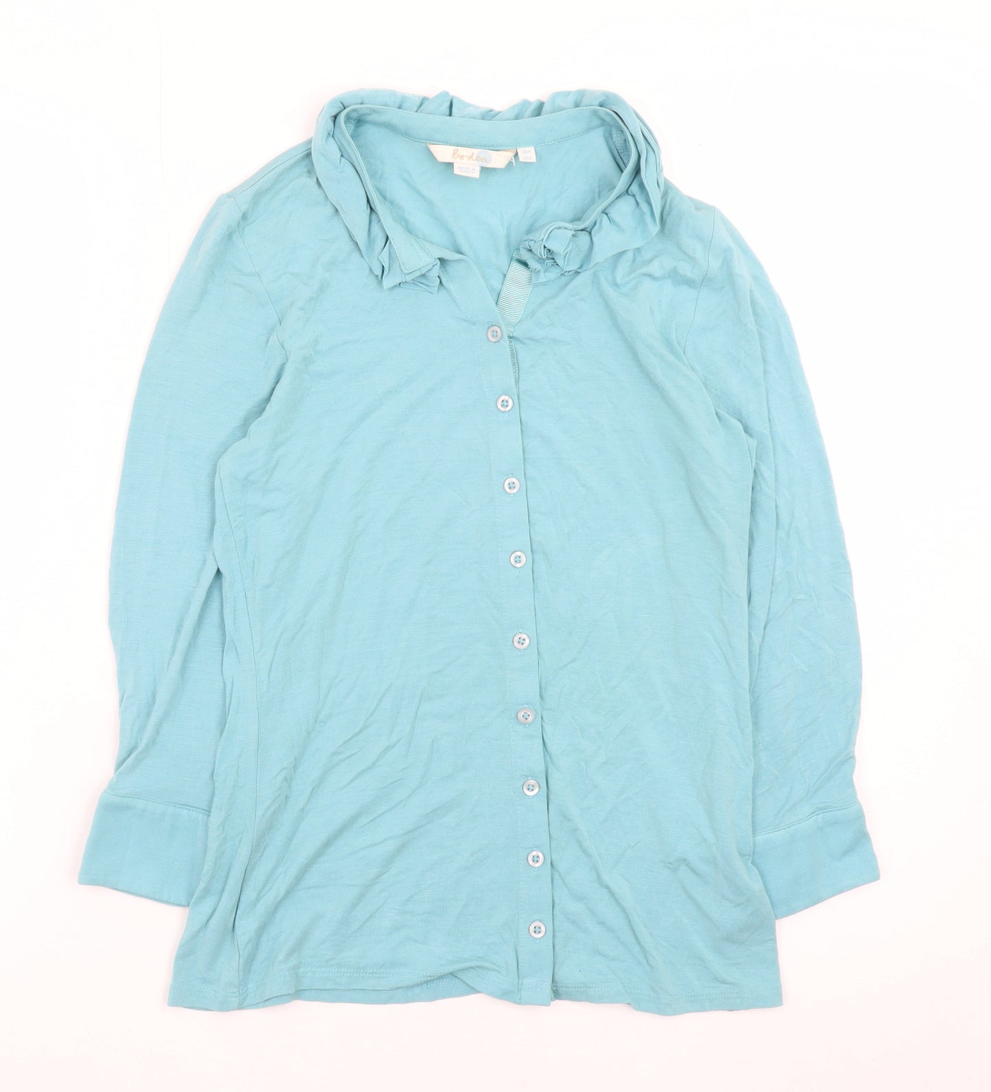 Boden Women Blue Long Sleeve Collared Button-Up Shirt Size 8