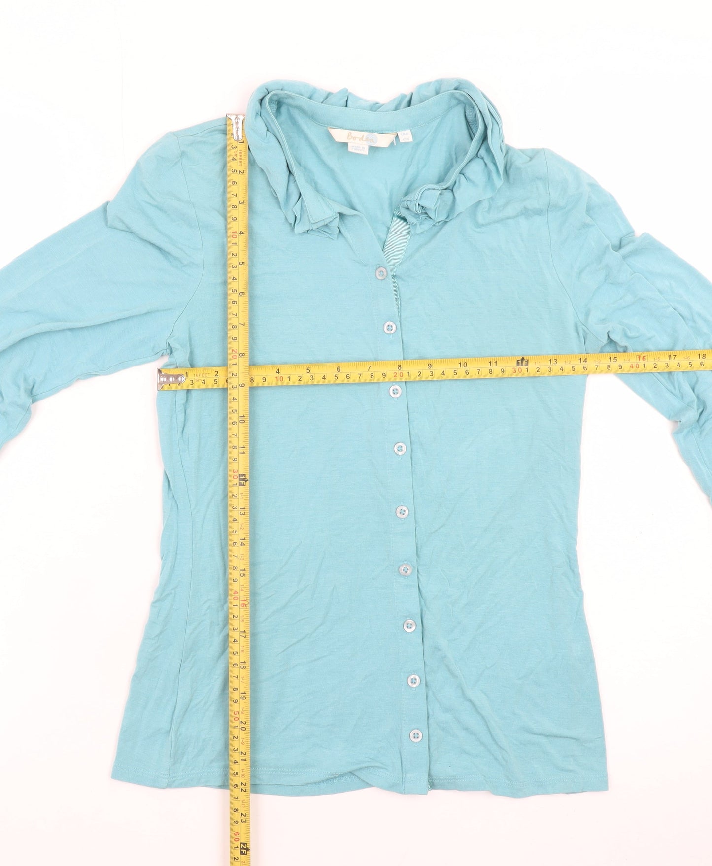 Boden Women Blue Long Sleeve Collared Button-Up Shirt Size 8