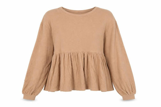 Front view of ASOS Design Women Beige Long Sleeve Cotton Tunic Top, size 6, Tall
