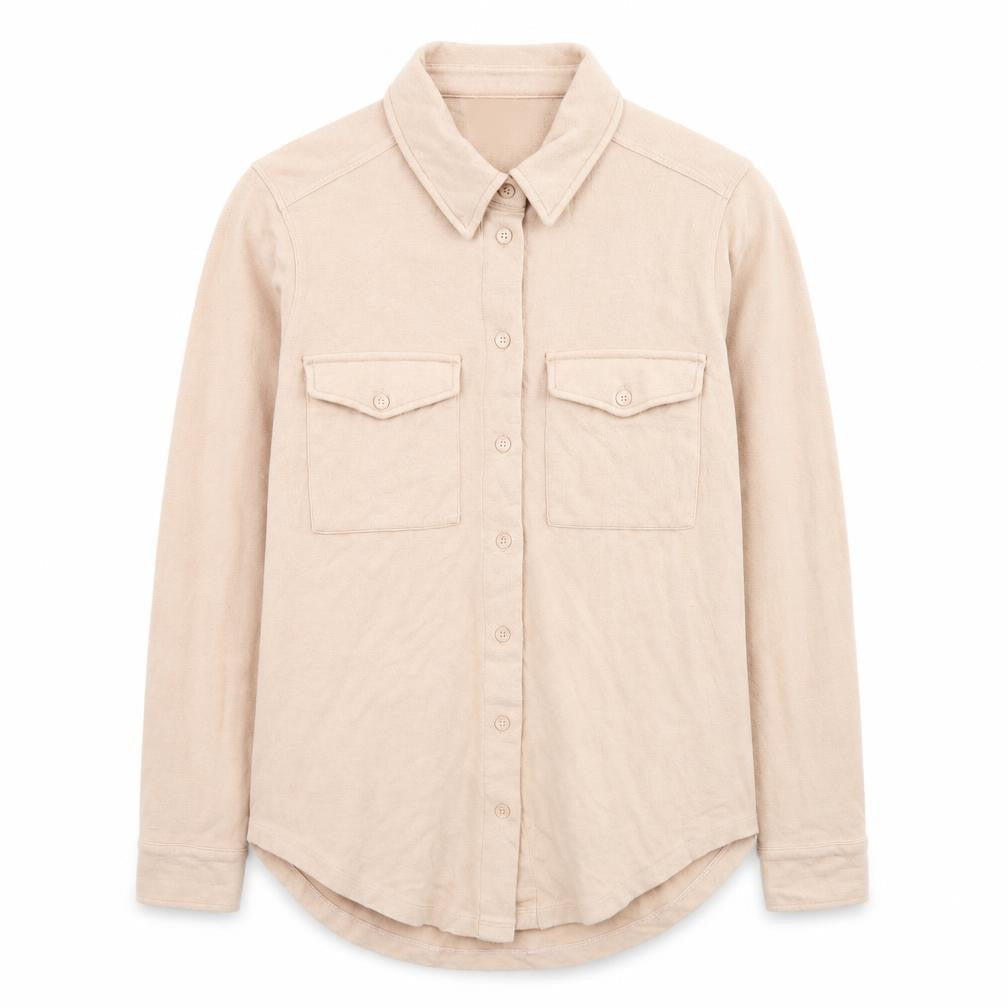 Reiss Women's Beige Long Sleeve Button-Up Shirt M
