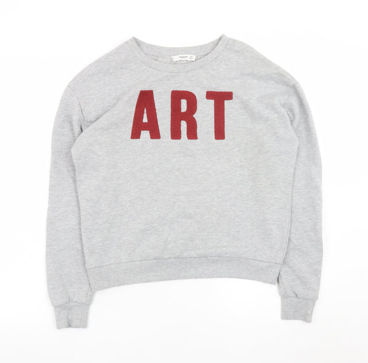 Mango Women Grey 'ART' Pullover Sweatshirt Size XS Casual Wear