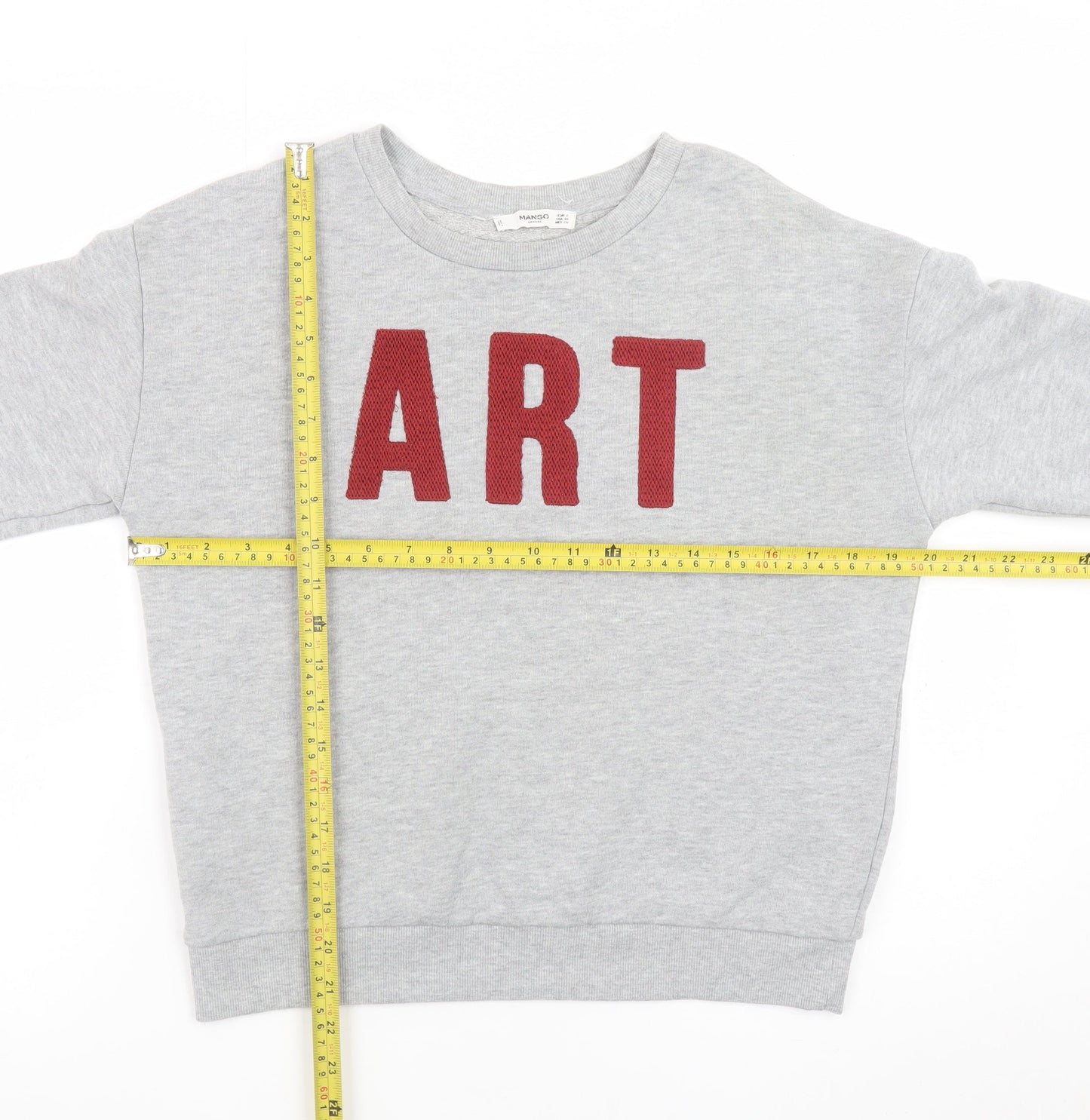 Mango Women Grey 'ART' Pullover Sweatshirt Size XS Casual Wear