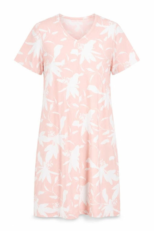 La Marquise Women's Pink Floral V-Neck T-Shirt Dress S