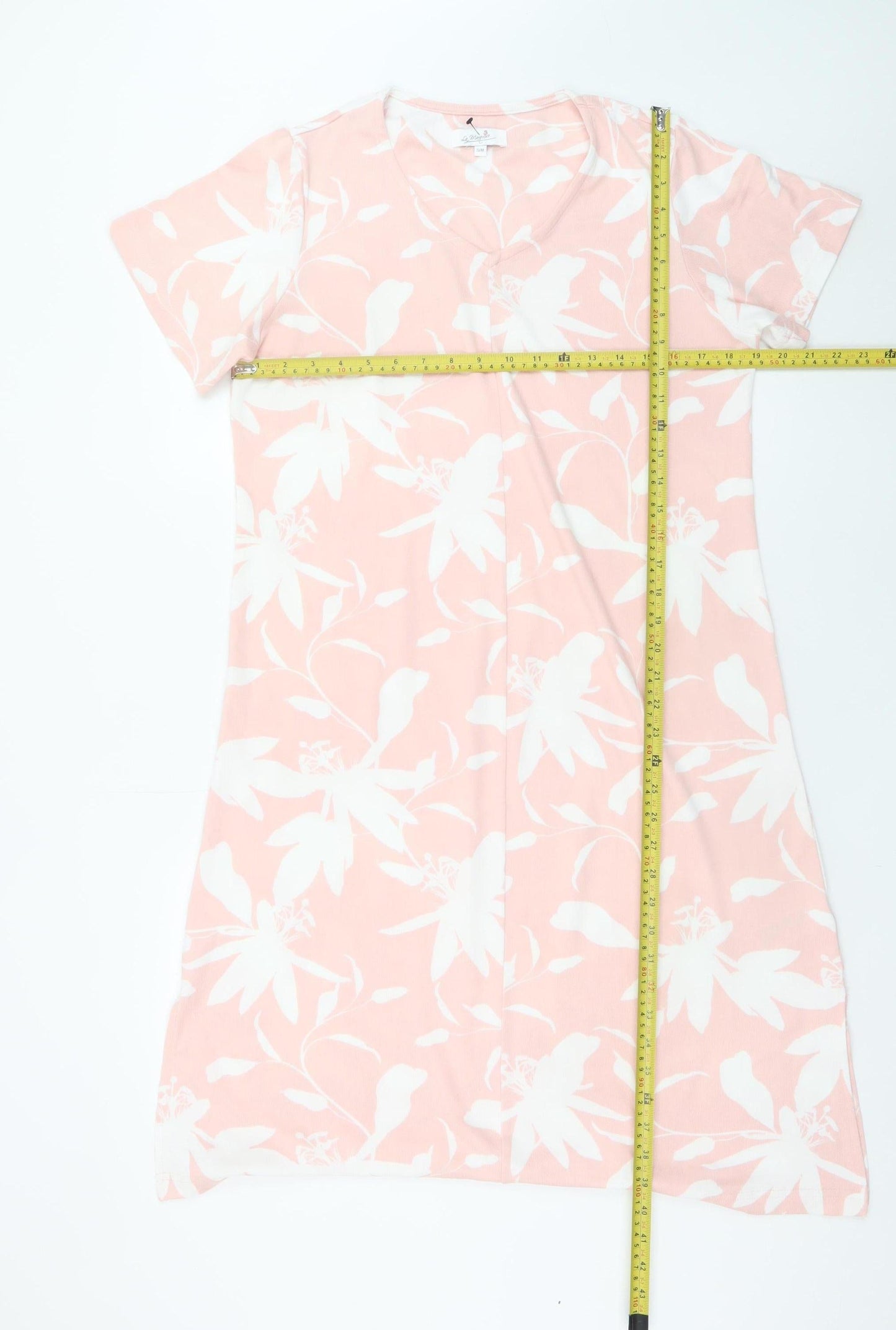 La Marquise Women's Pink Floral V-Neck T-Shirt Dress S