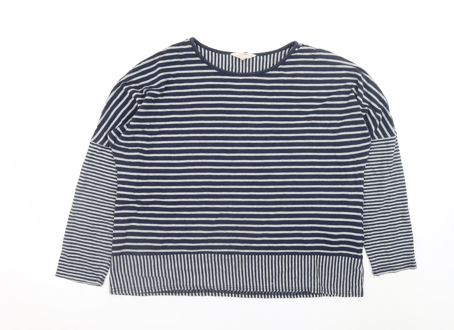 Braintree Women Blue White Striped Jersey Long Sleeve Top XL