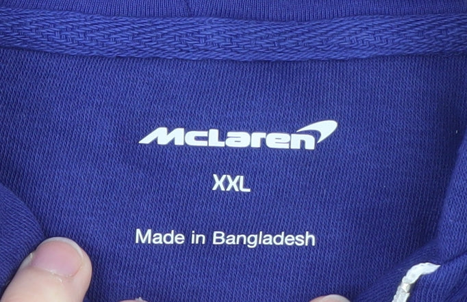 McLaren Men’s Blue Full Zip Hoodie 2XL Racing Graphic Sweatshirt