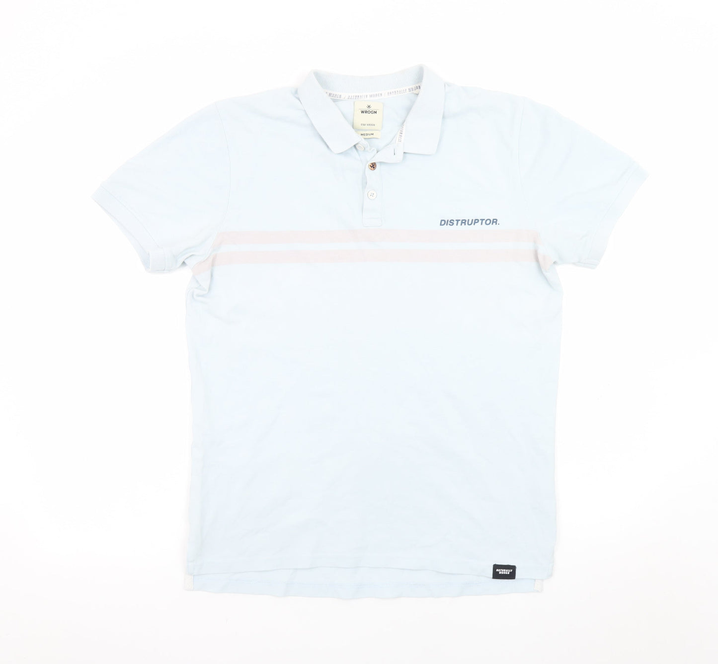 WROGN Men's Blue Slim Fit Cotton Polo Shirt Medium