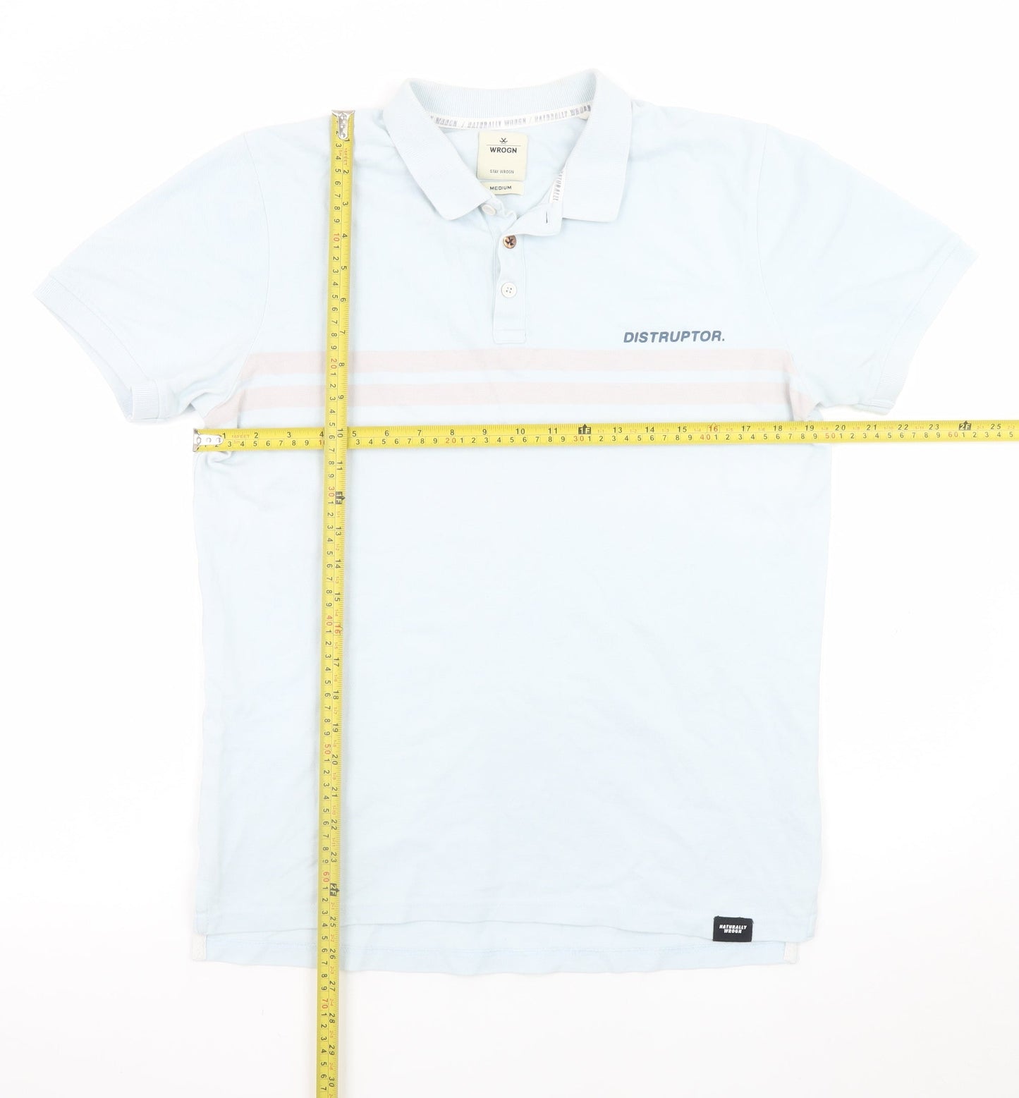 WROGN Men's Blue Slim Fit Cotton Polo Shirt Medium