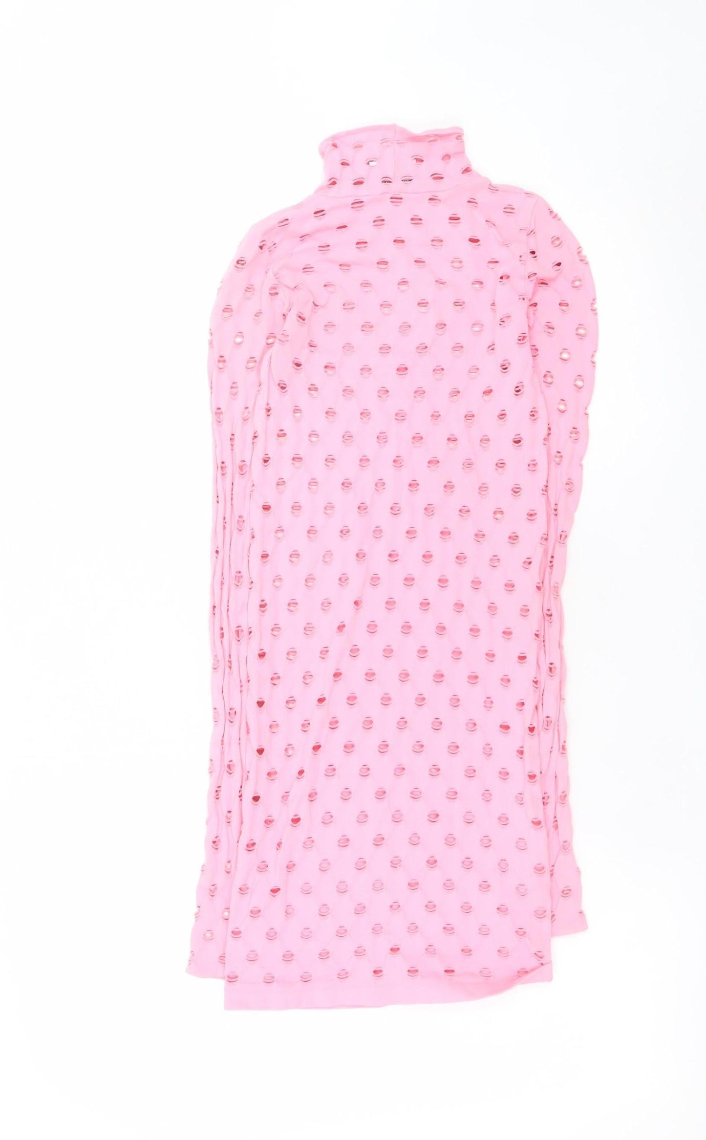 MAISIE WILEN Women’s Pink Mesh Bodycon Long Sleeve Dress One Size