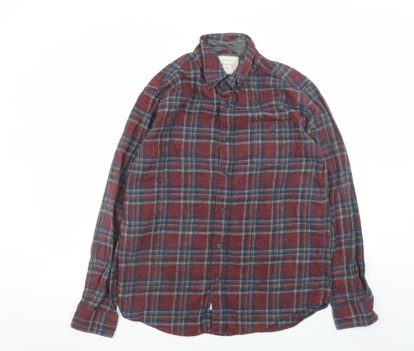 Weatherproof Vintage Men's Red Plaid Flannel Button-Up Shirt Size L