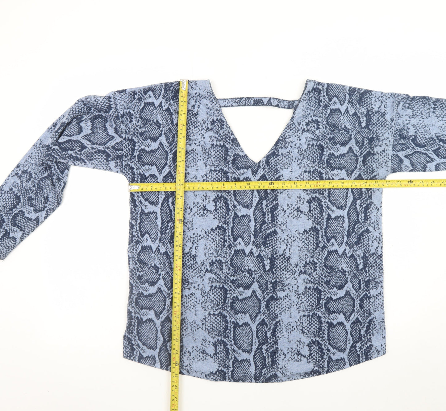 Next Women Blue Animal Print V-Neck Long Sleeve Blouse Size 14