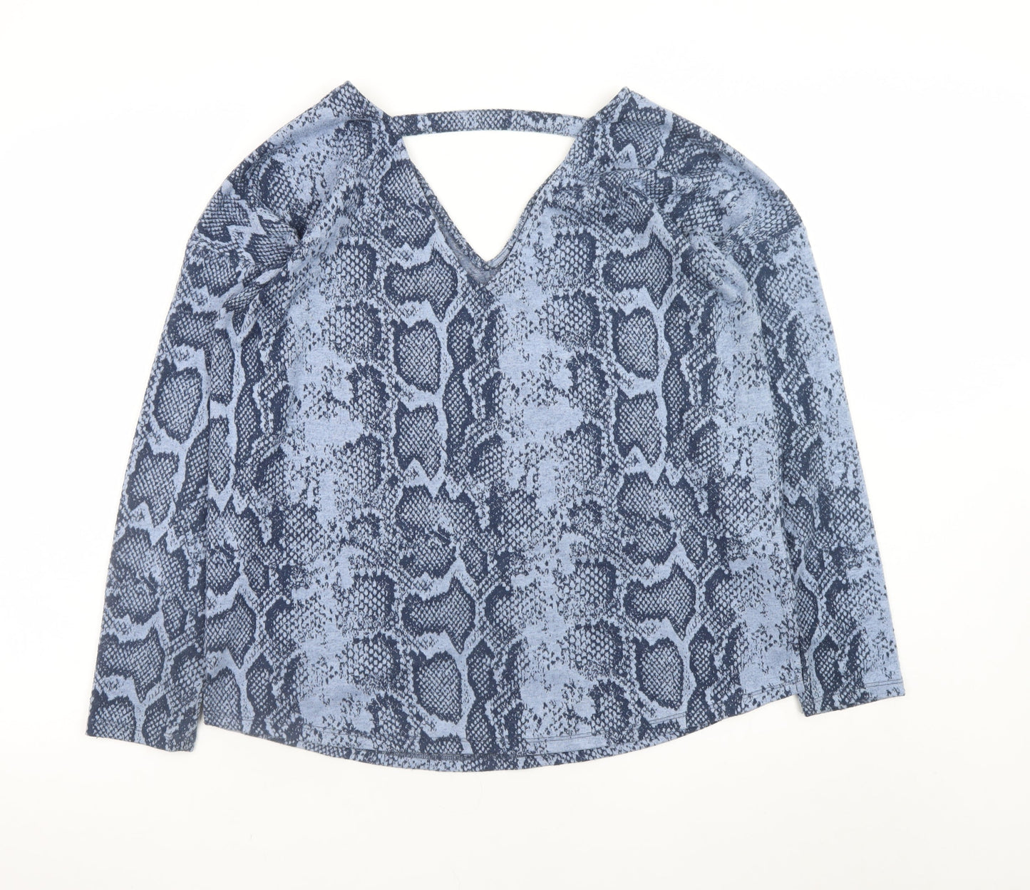 Next Women Blue Animal Print V-Neck Long Sleeve Blouse Size 14