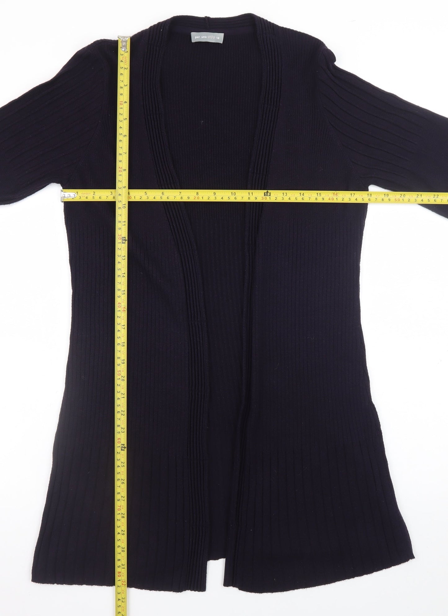 Marks and Spencer Per Una Women Black Size 14 Open Front Long Sleeve Cardigan